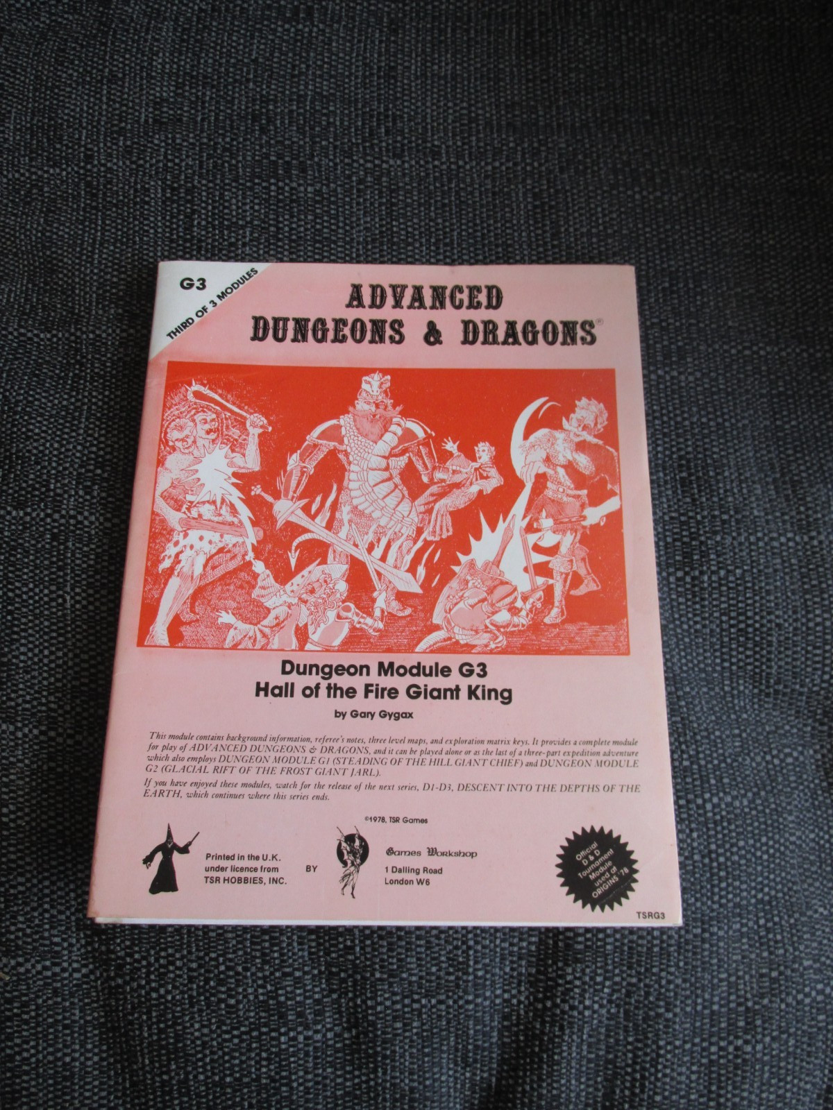TSR AD&D TSRG3 G3 HALL FIRE GIANT KING GYGAX 1978 GW ADV DUNGEON DRAGON NM