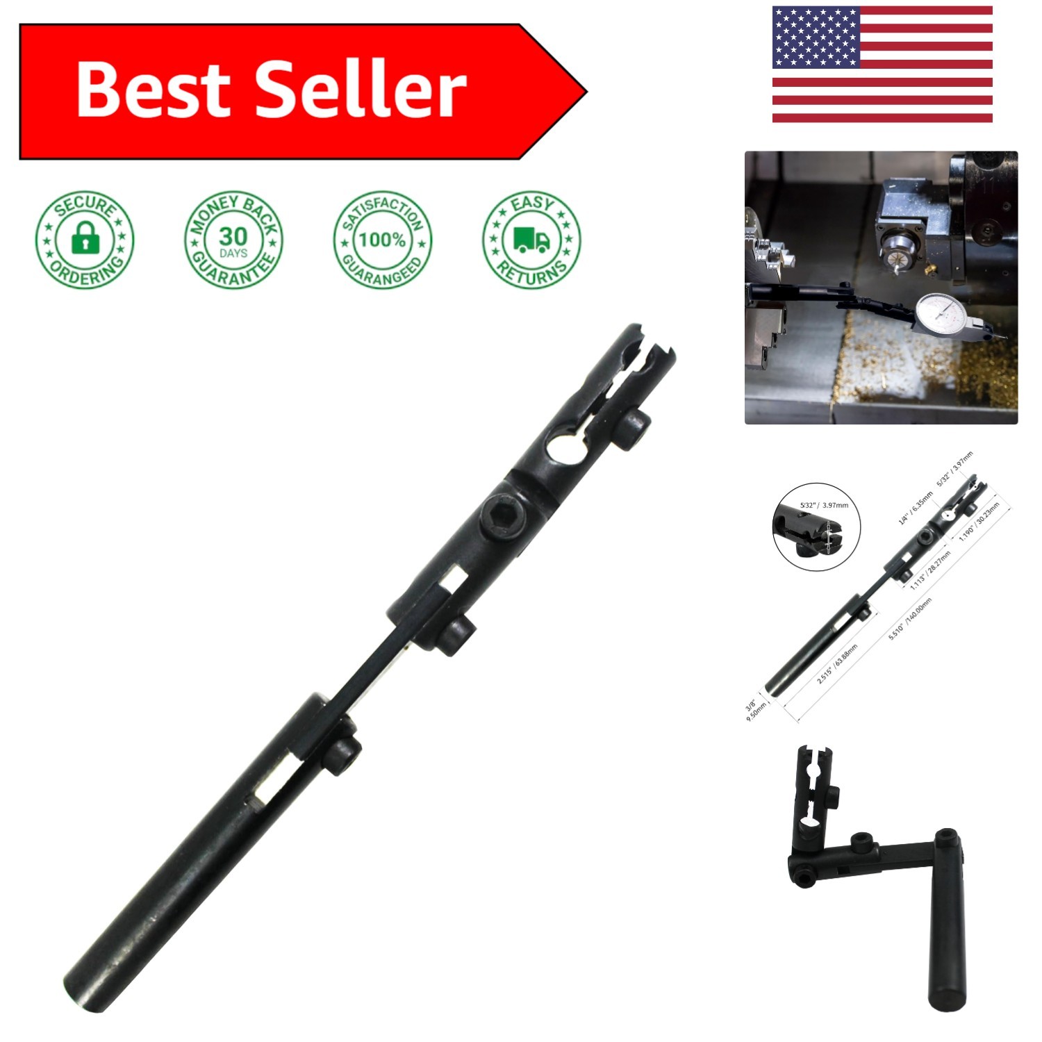Versatile 3-Joint Dial Indicator Holder for Accurate Measurements - 5.5" Long