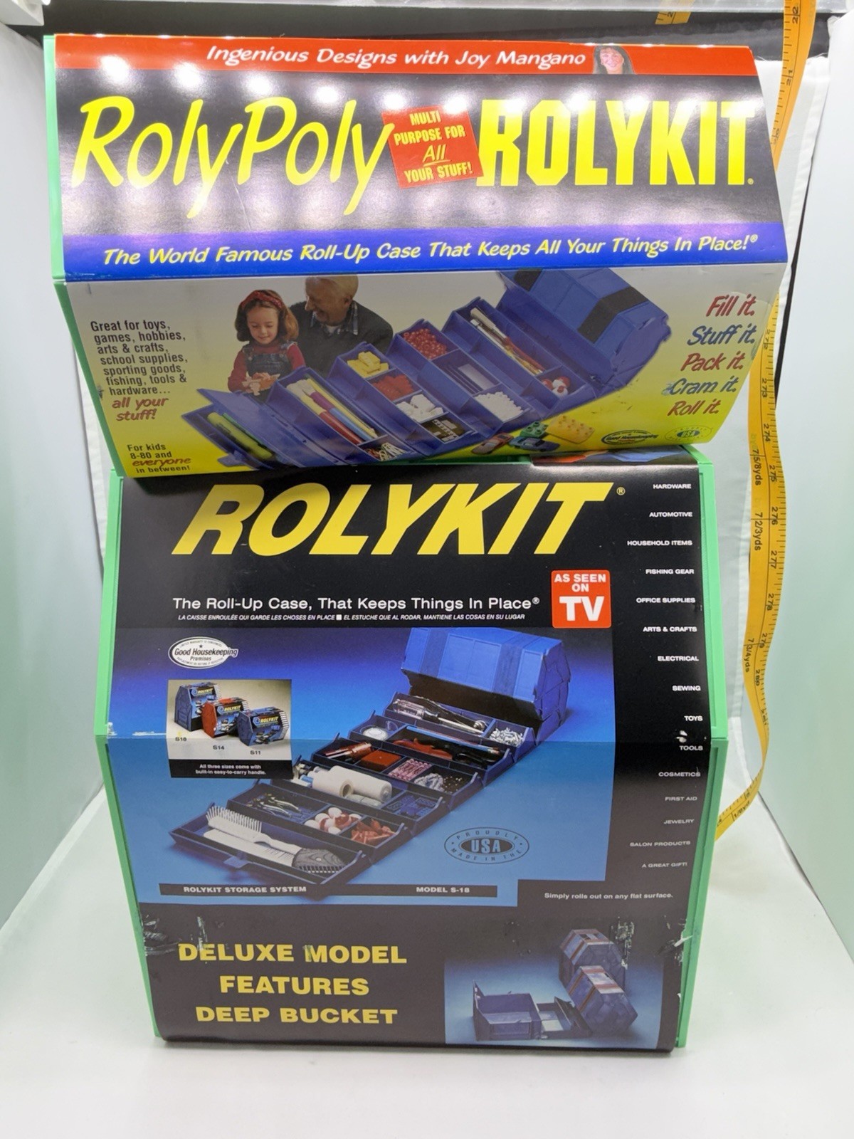VTG ROLYKIT Green SET of 2 Roll Up Organizer Jewelry Tackle Box Craft Sewing NOS