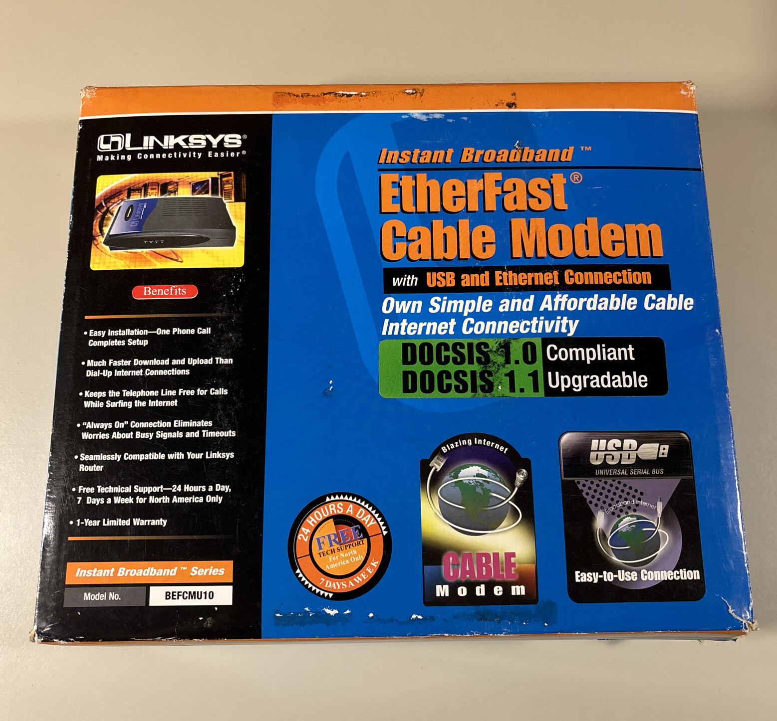 LINKSYS Modem BEFCMU10 Instant Broadband Complete In Box USB Connection