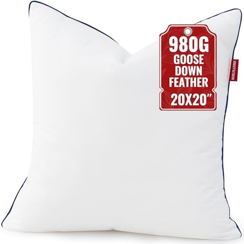 Down Pillow Inserts 20x20, 100% Goose Down Feather Throw 20x20 (Pack of 1)