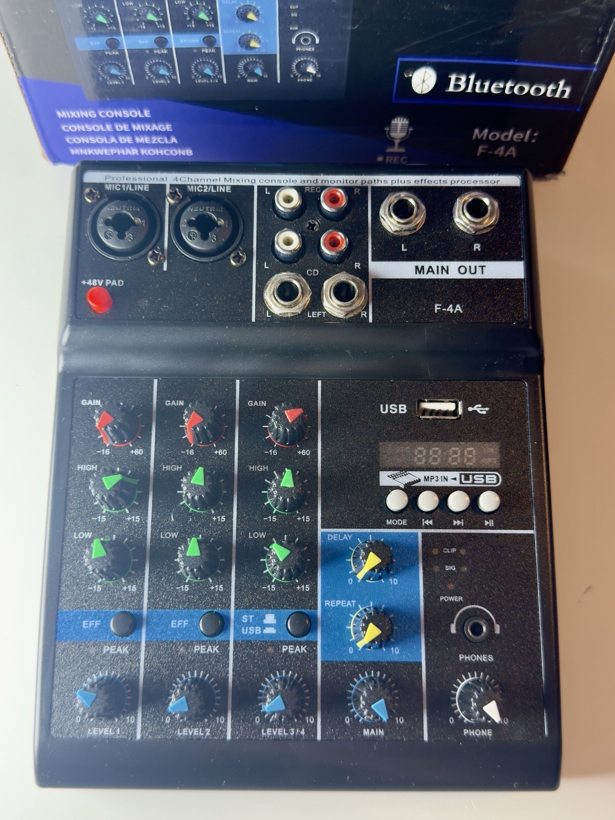 4 Channel Live Mixer Built In Effect Processor Model F-4A