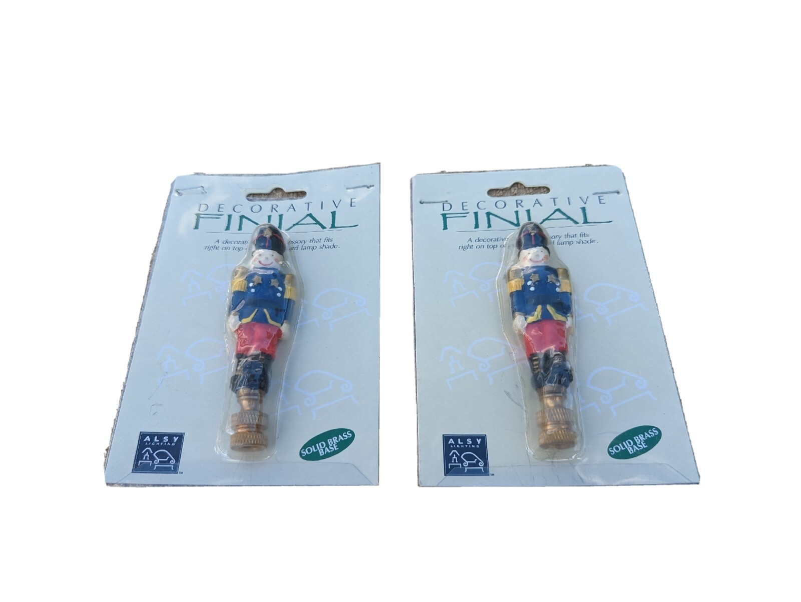 Nutcracker Lamp Finial Decorative SetOf2 Original Package Solid Brass Base aug23