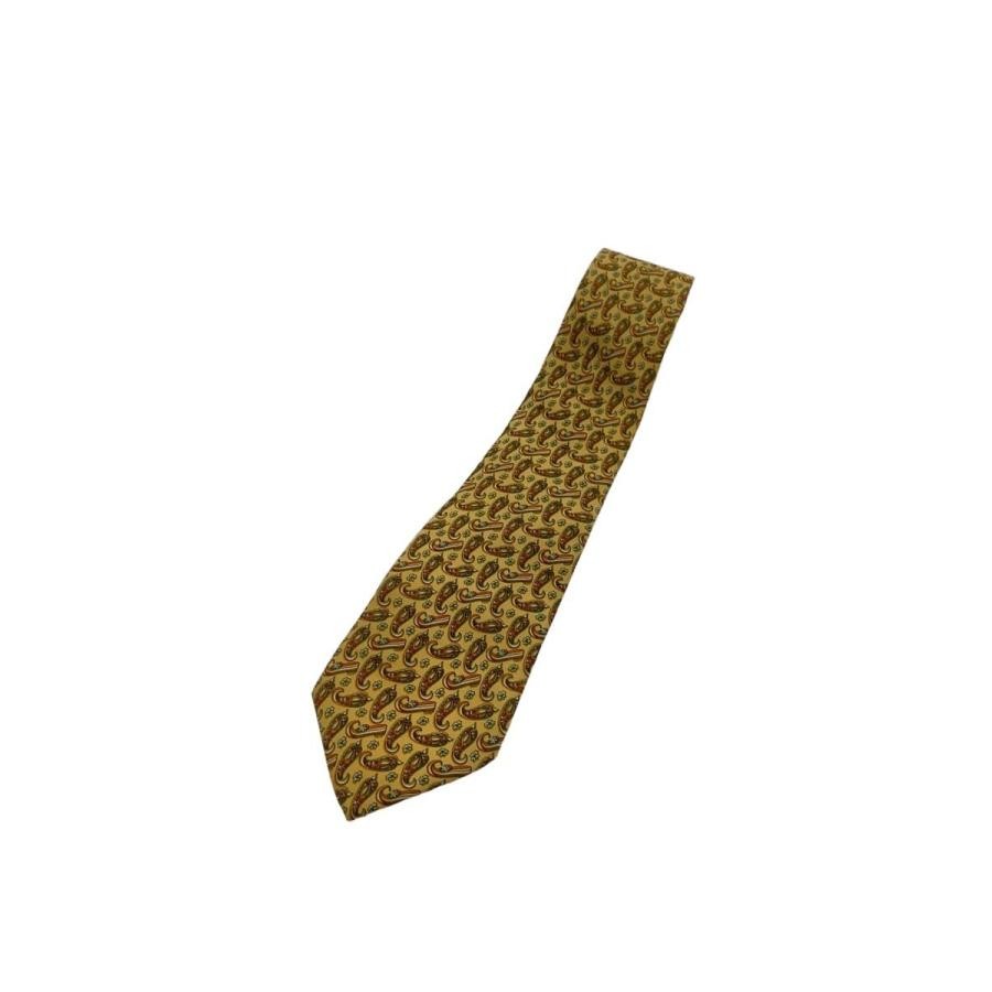 FERRAGAMO Silk Tie Necktie Yellow Paisley Made in Italy Very Good