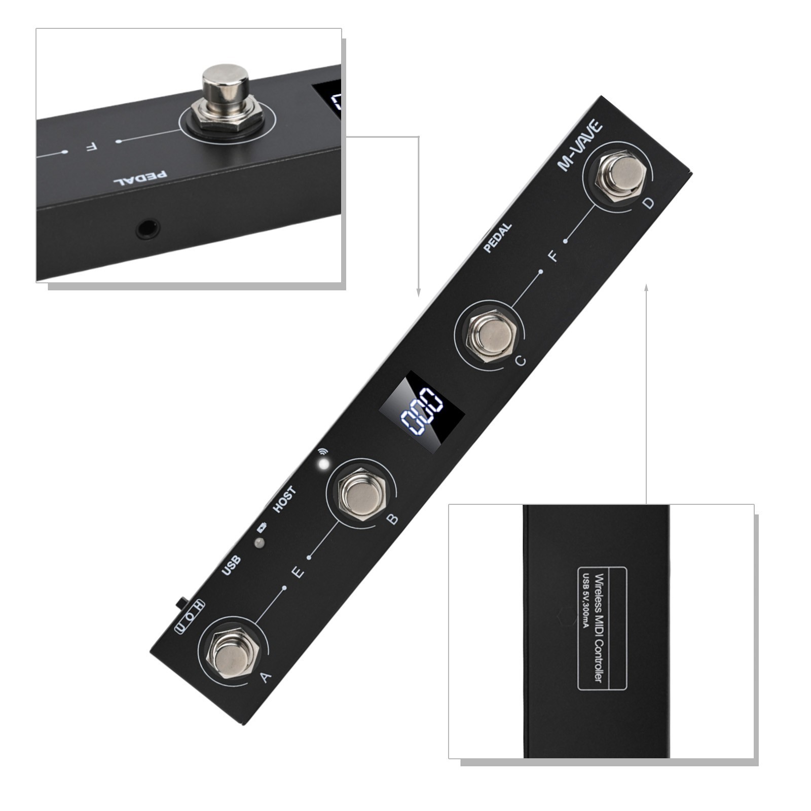 For MIDI Footswitch Controller Rechargeable 4 Buttons For-Musicians For MVAVE