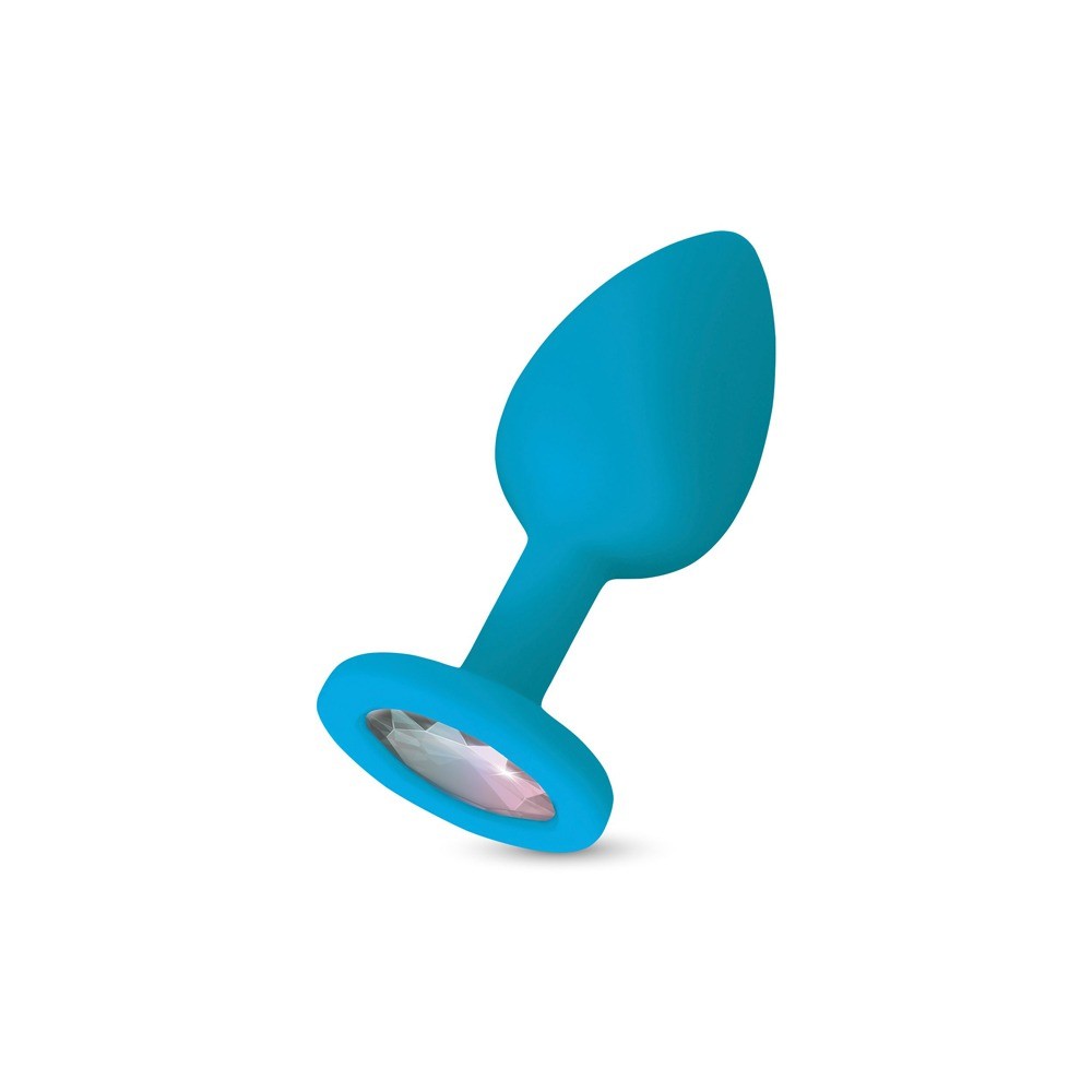 Gemma Clear Iridescent Gem Teal Silicone Plug - M