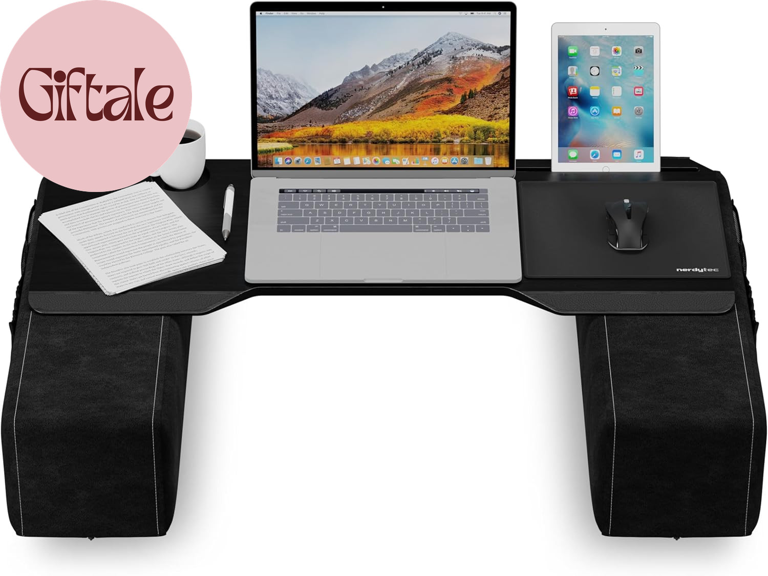 CYBOSS, Extra Wide Laptop Stand for Couch and Bed, Ergonomic Design with Cushion