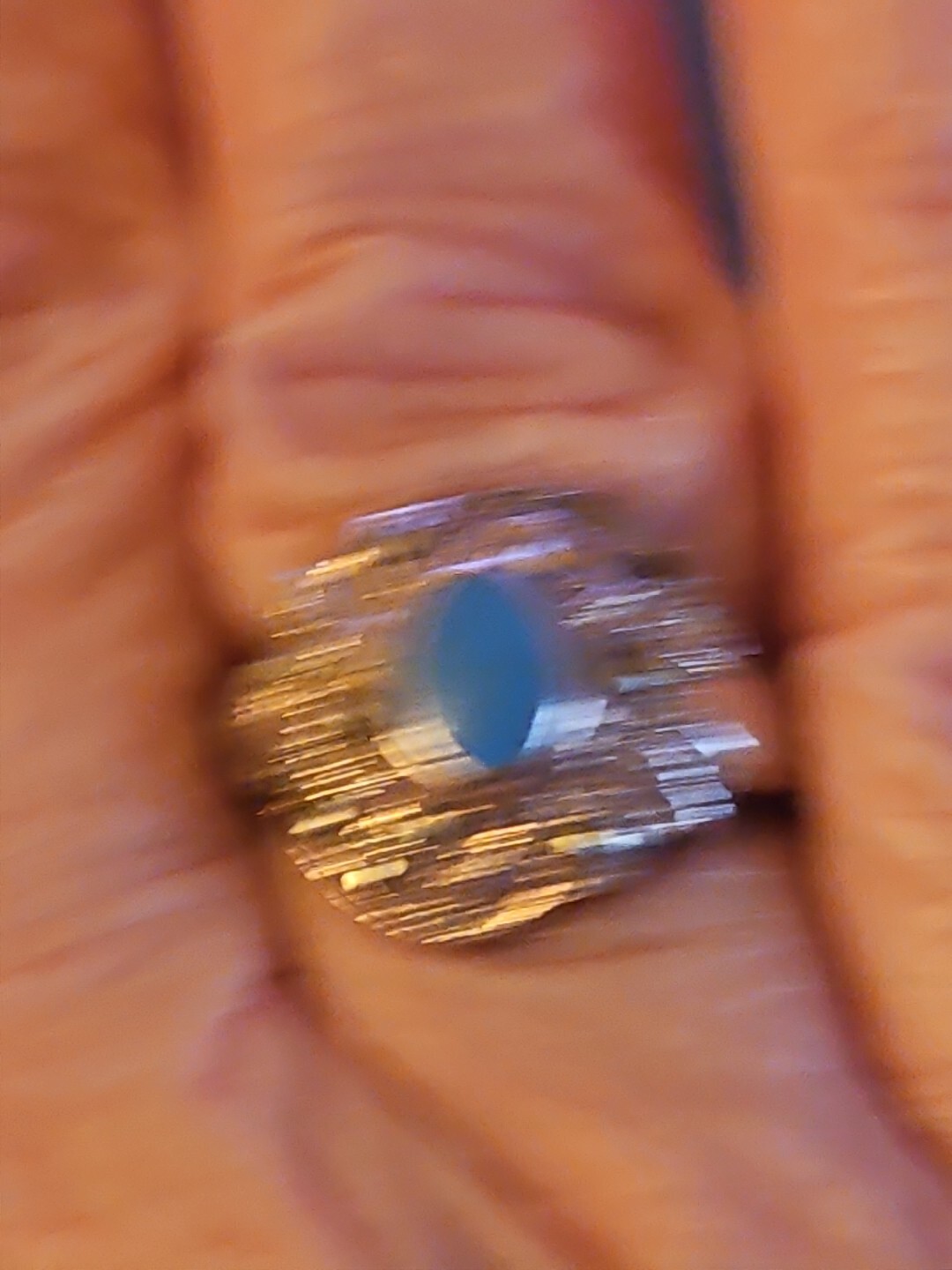 Silver Marcasite Blue Ring Size 8.25