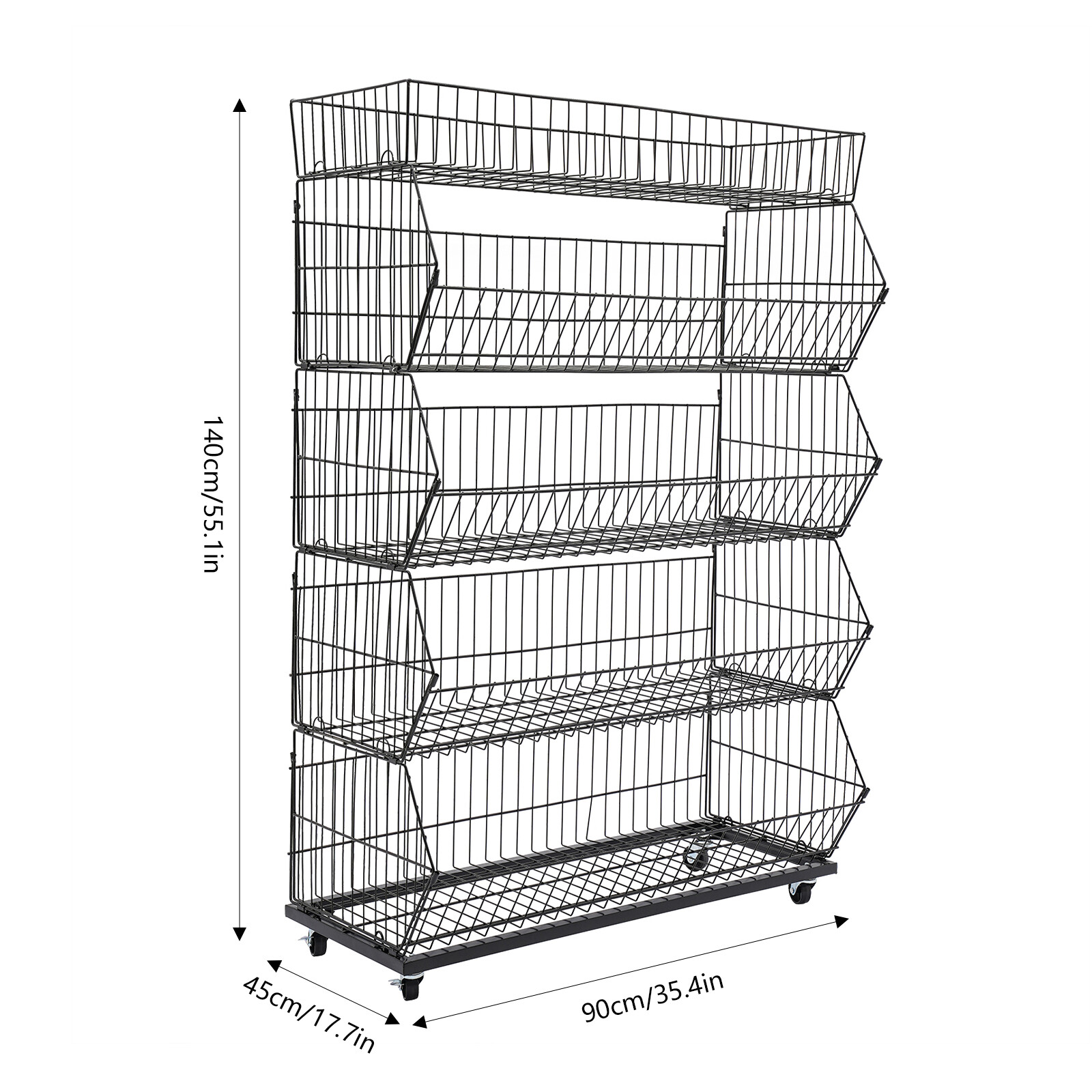 5 Tier Wire Grid Retail Display Shelf Merchandise Display Rack Stand 90*43*136cm
