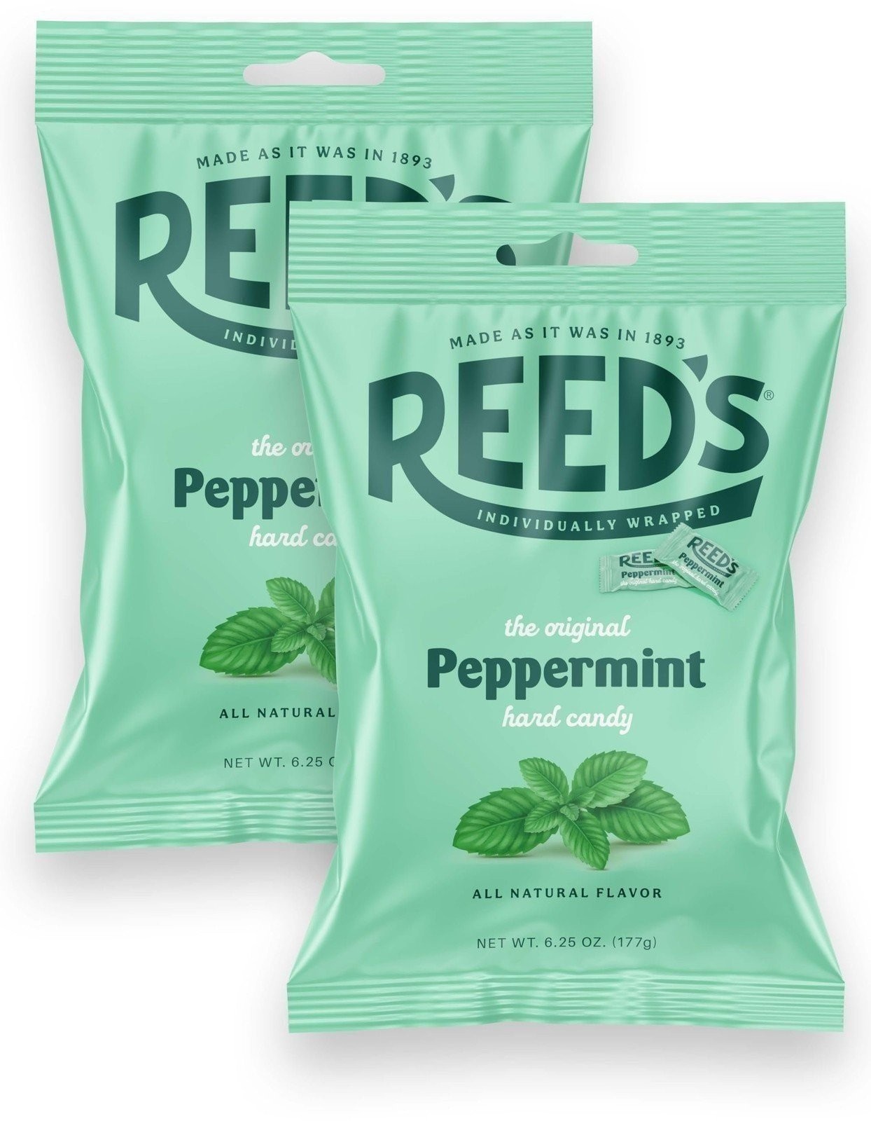 Reed’s Peppermint Candy, 6.25oz Bag (Pack of 2) Individually Wrapped...
