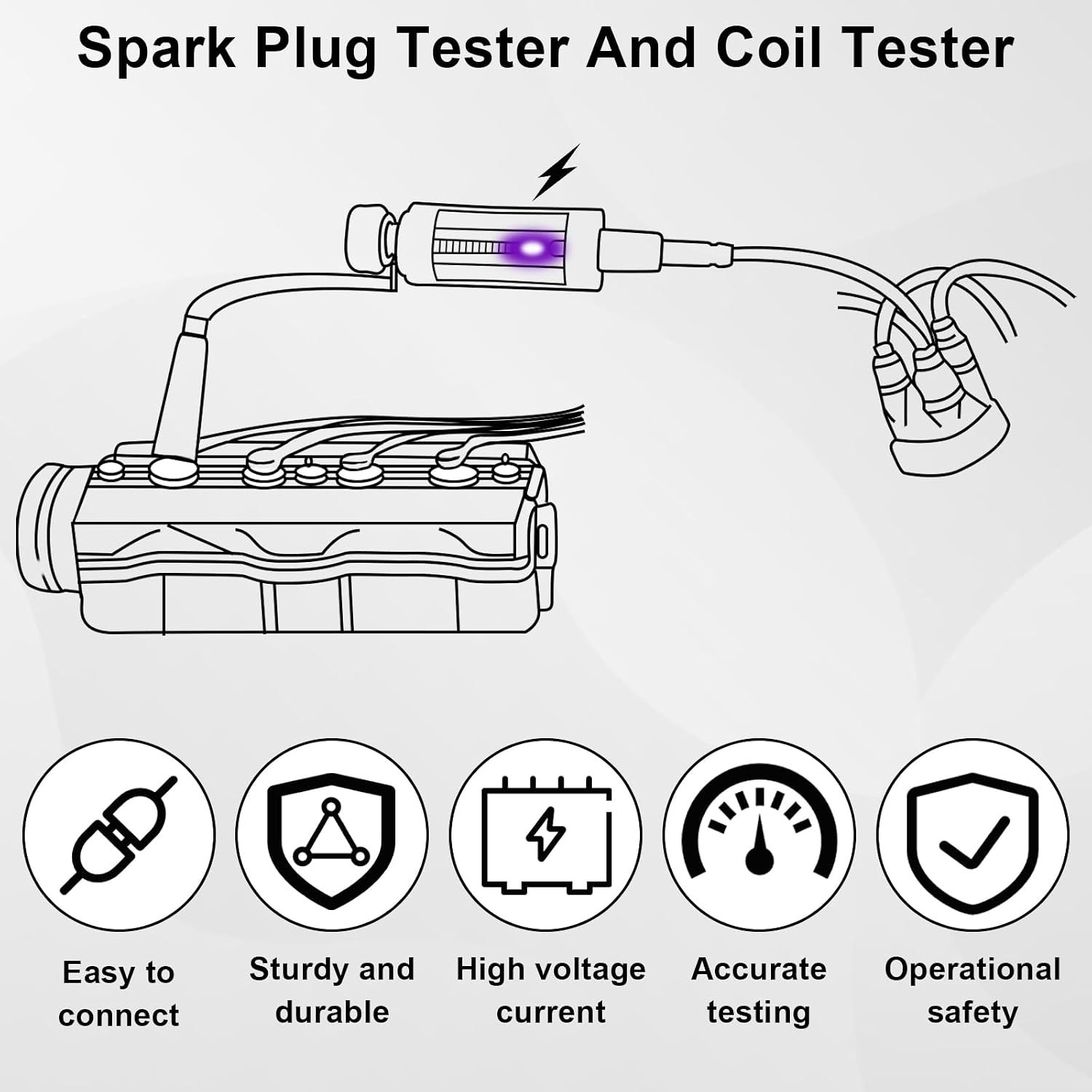 Spark Plug Tester, Adjustable Ignition Coil Tester System, Coil Pack Tester, ...