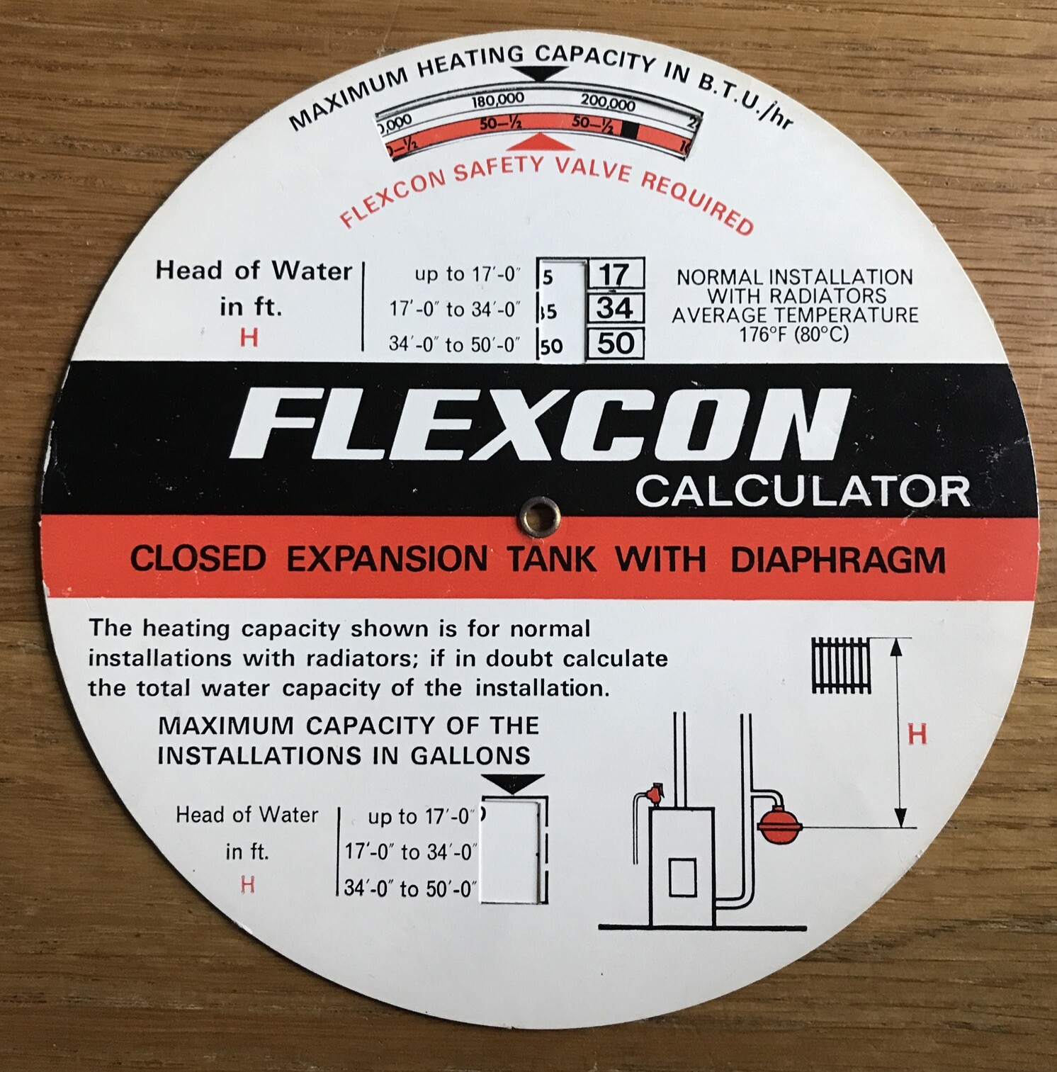 Vintage Flexcon Central Heating Calculator Closed Expansion Tank Diaphragm