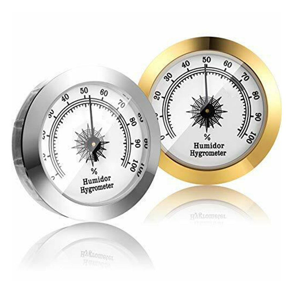2PCS Gold and Silver Frame 2" Analog Hygrometer for Cigar Humidor Replacemen~