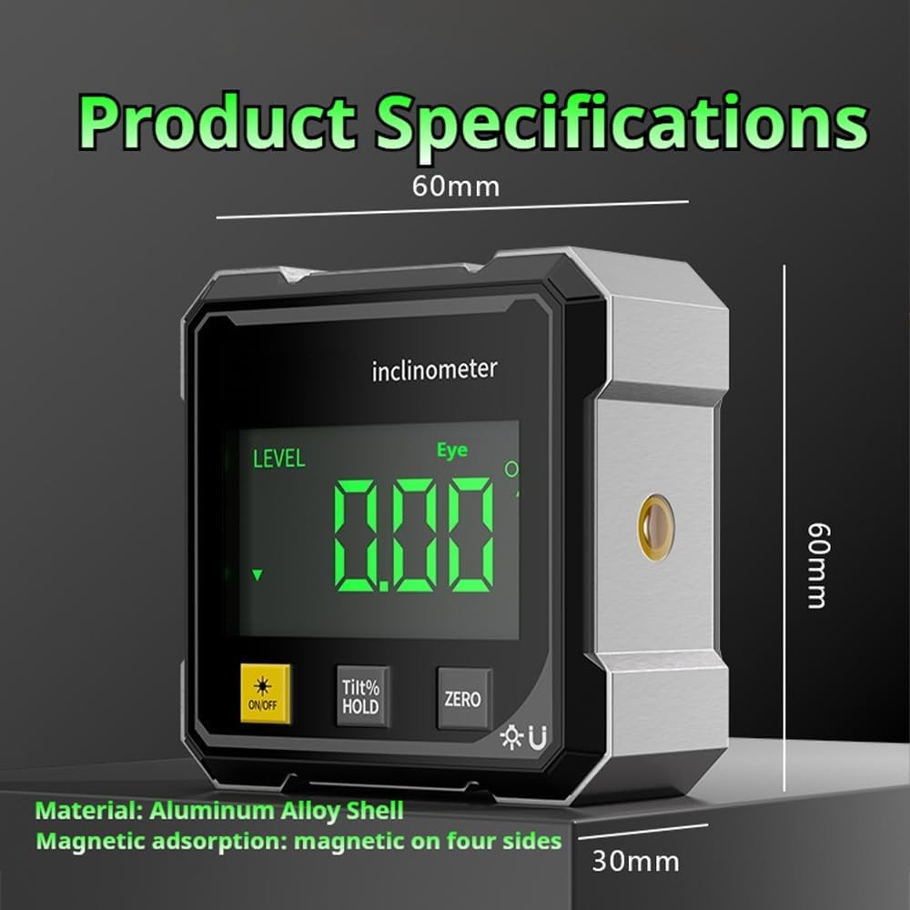 Magnetic Digital Angle Gauge, Digital Angle Finder Magnetic, Cube Inclinometer