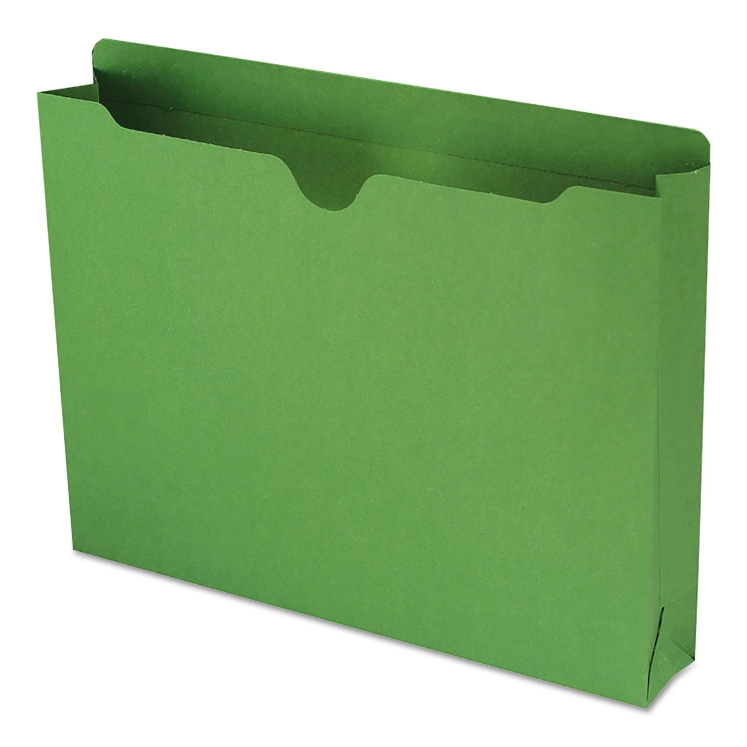 File Jackets, Letter Size, 2" Expansion, Straight-Cut Tab, Green, 50 Pack
