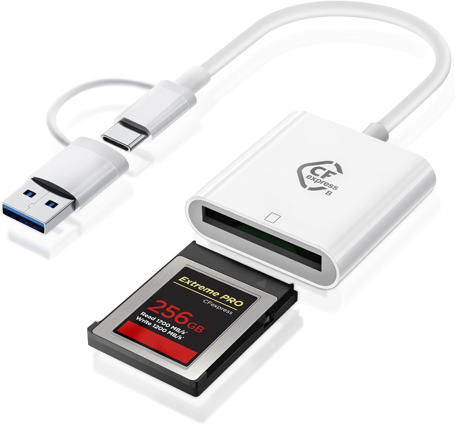 Elegant Dual USB & USB-C CFexpress Type B Reader for Instant Media Transfers