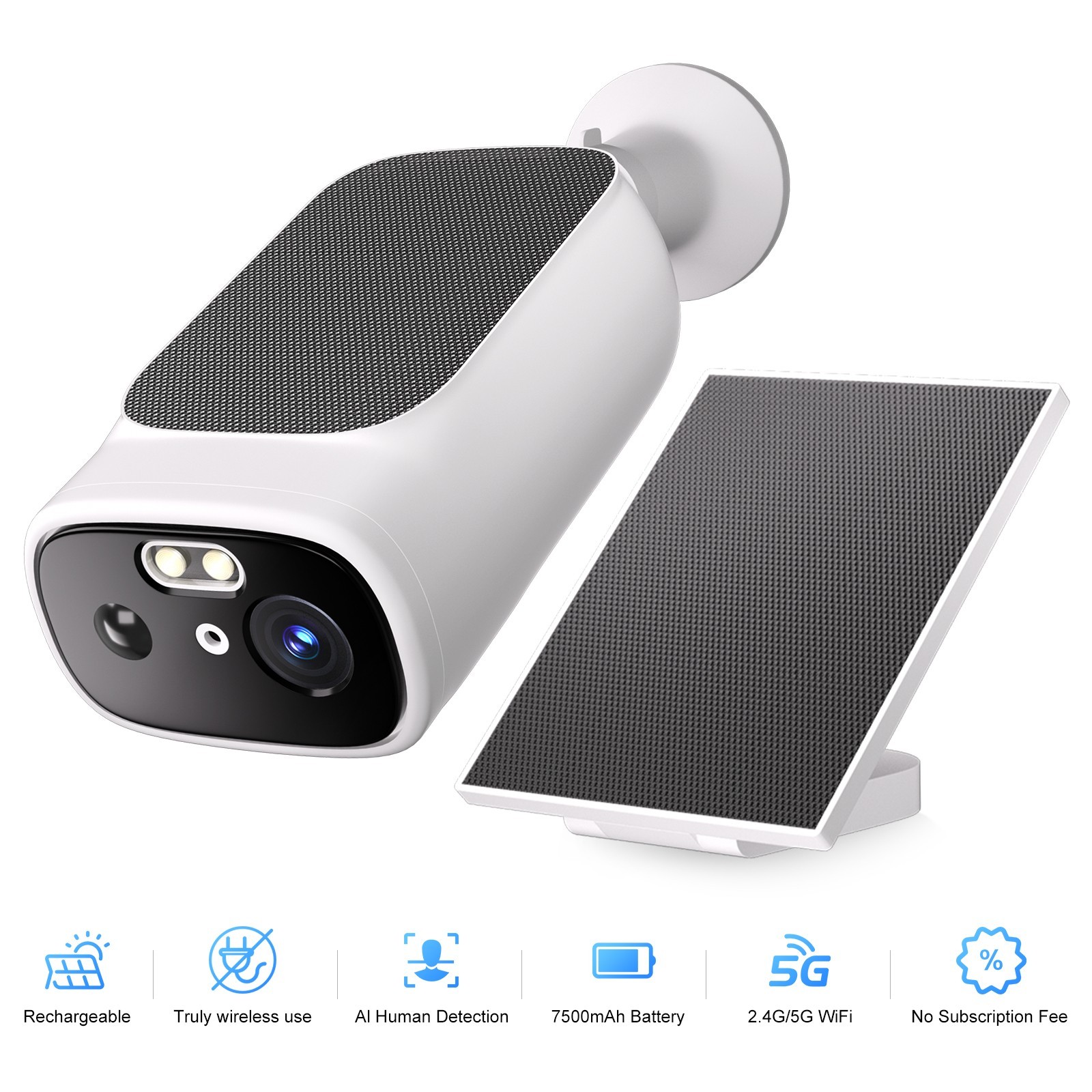 2K Solar Battery Powered Wireless WiFi Outdoor Home Security Camera