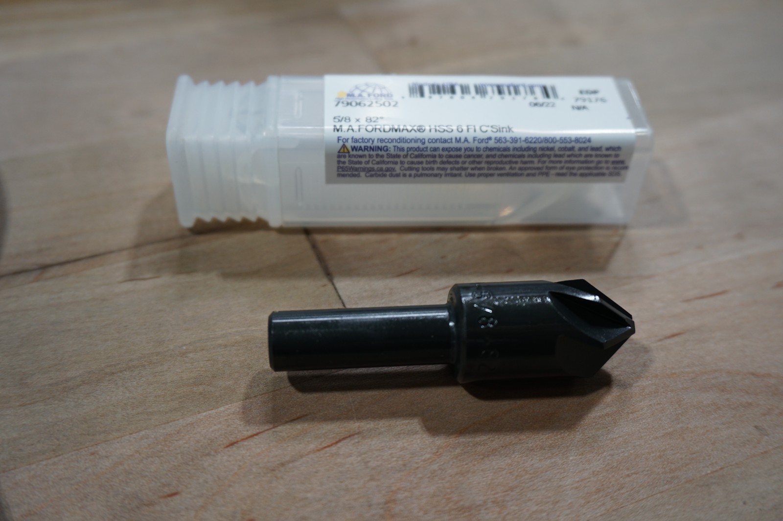 MAFORD 5/8" 82-DEGREE INCLUDED ANGLE, 6-FLUTE HSS COUNTERSINK, FREE SHIP, 1 PC
