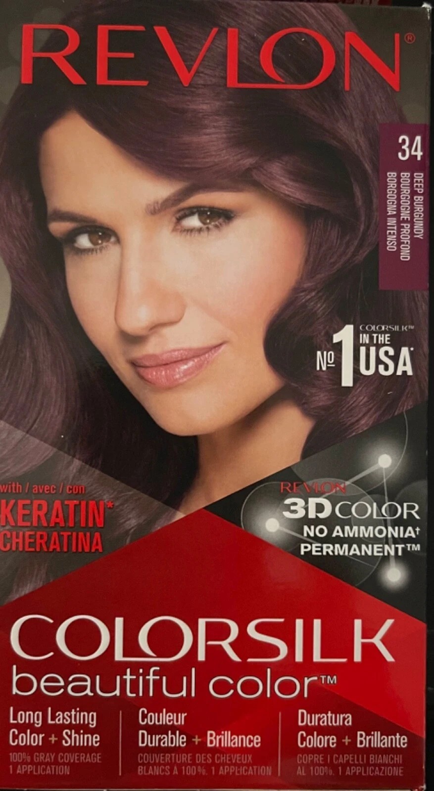 Revlon ColorSilk Beautiful Color™ Hair Color - 34 Deep Burgundy - Pack of 4
