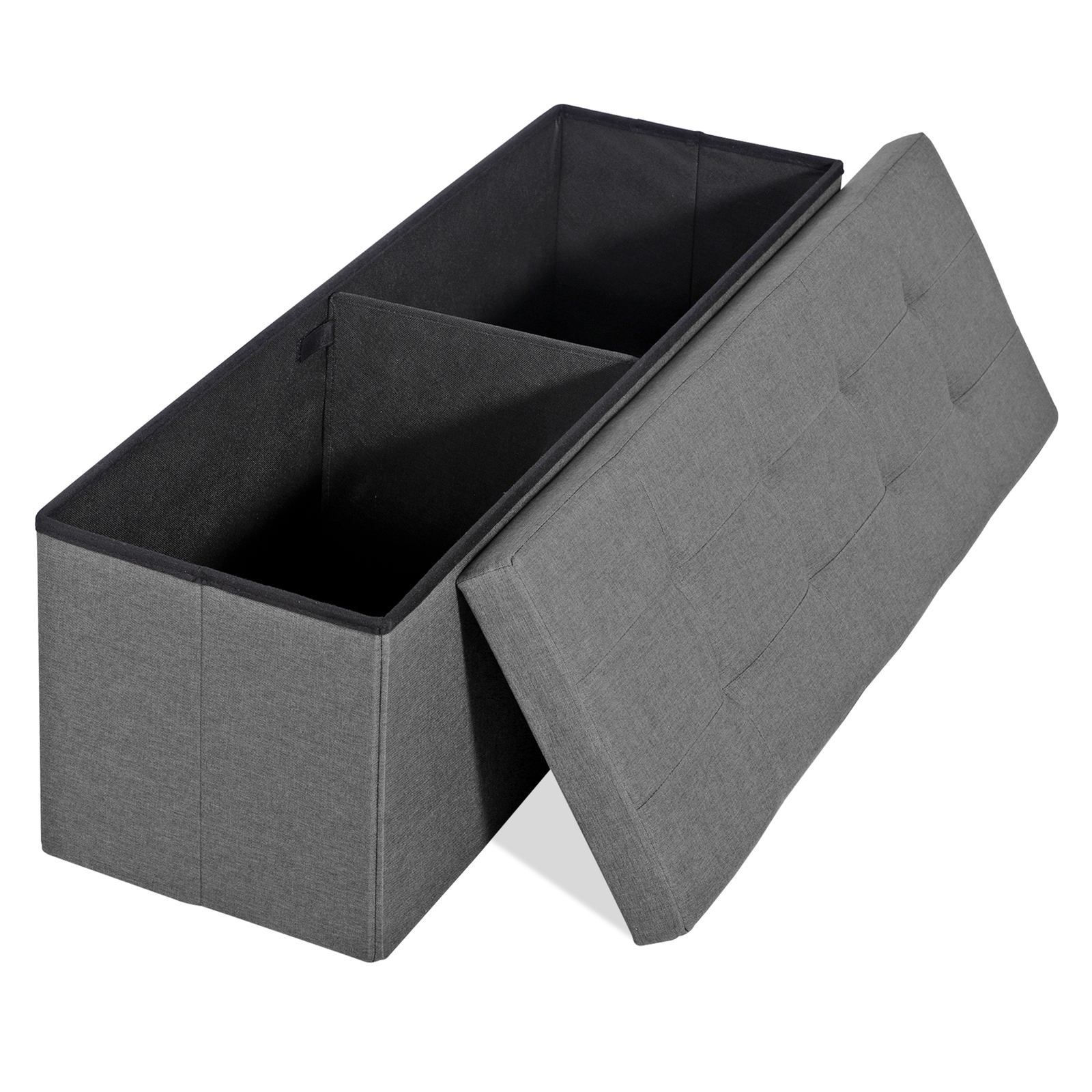 43"Storage Ottoman Bench Folding Chest Footrest Stool MDF Frame w/Lid Light Grey