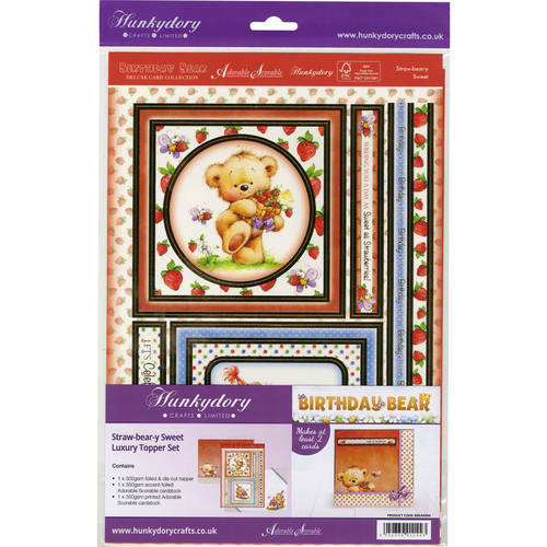Hunkydory Straw-bear-y Sweet Luxury Topper Set, NEW