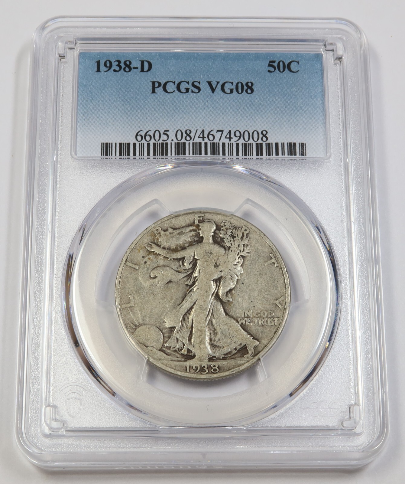 1938 D PCGS VG8 | Silver Walking Liberty Half Dollar - 50c US Coin #42190A