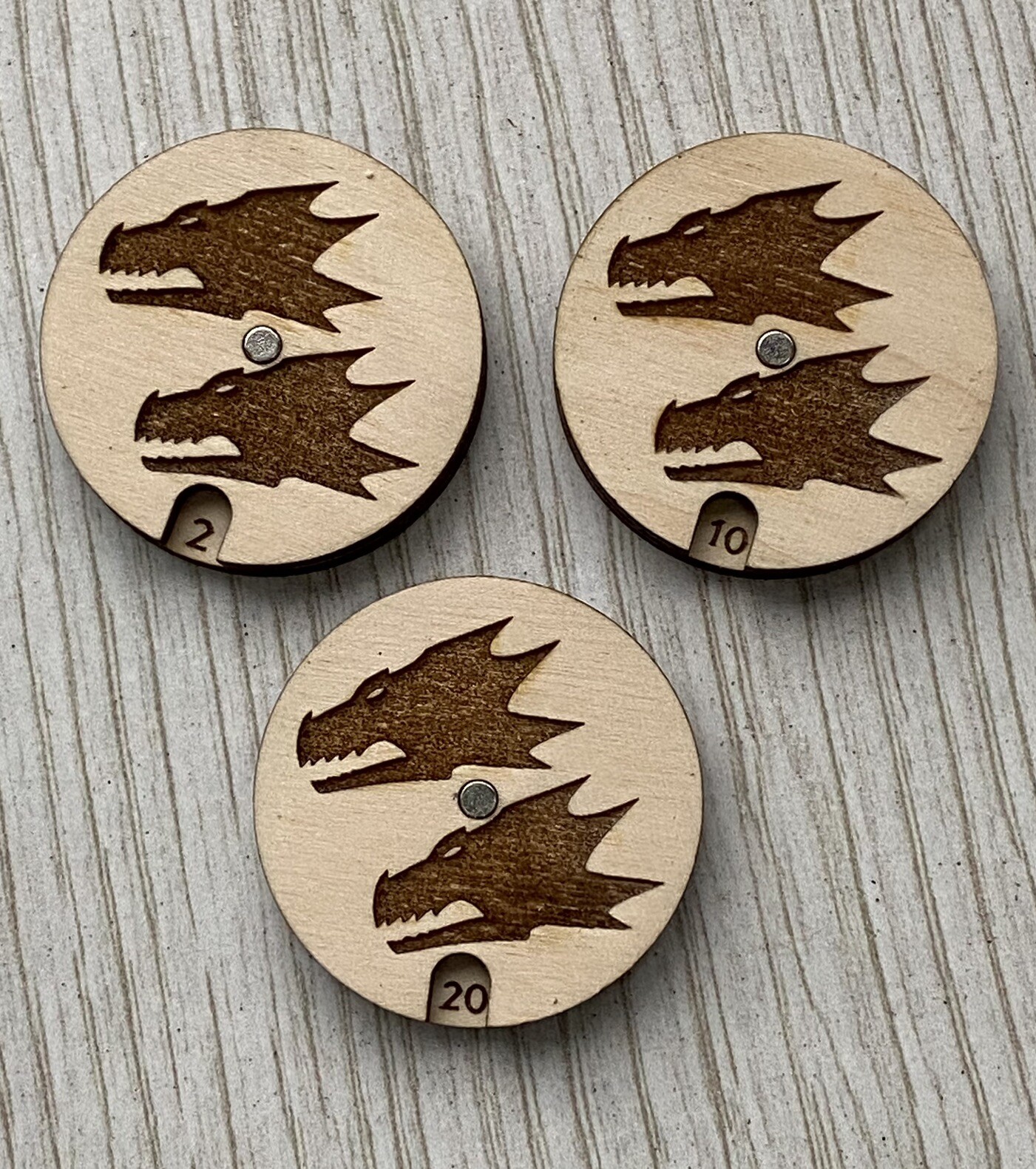 Warhammer 40k Salamanders 0-20 engraved wound counter wooden tracker set of 3