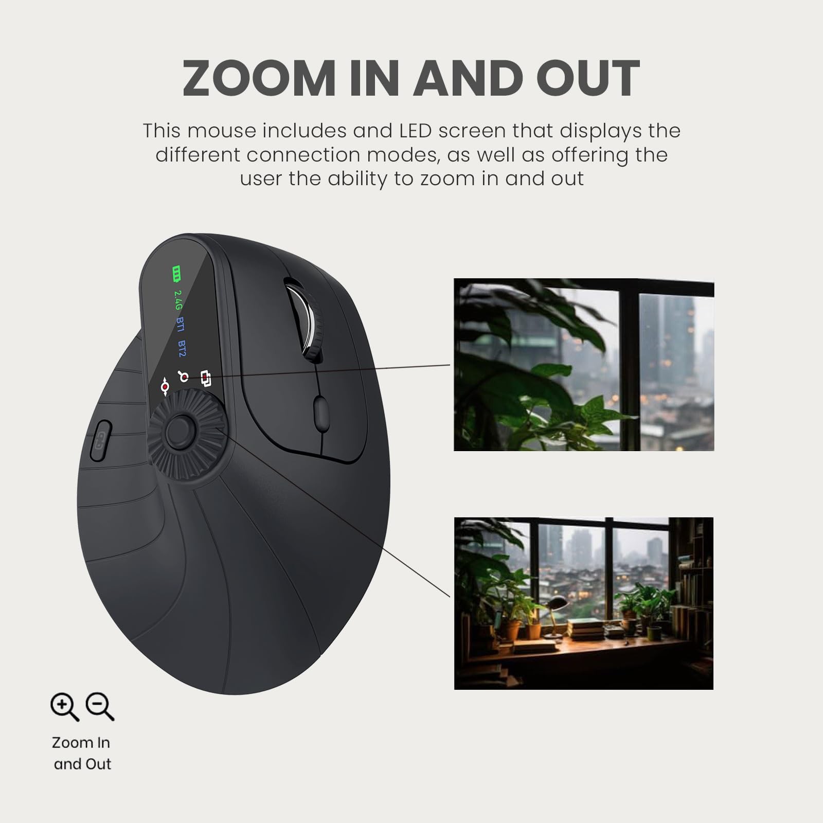 Vertical Ergonomic Mouse 2.4G Wireless Bluetooth Task Window Switching Black