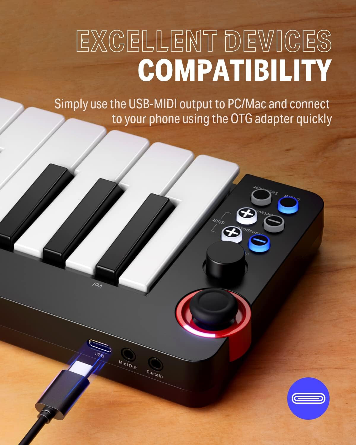 ✅ Donner N-32 USB MIDI Keyboard Controller 32 Key With Screen Joystick Sequencer