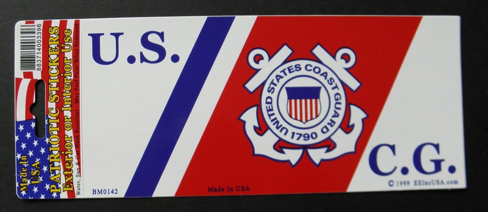 USCG Coast Guard Bumper Sticker made in the USA 6.5 x 3 inches