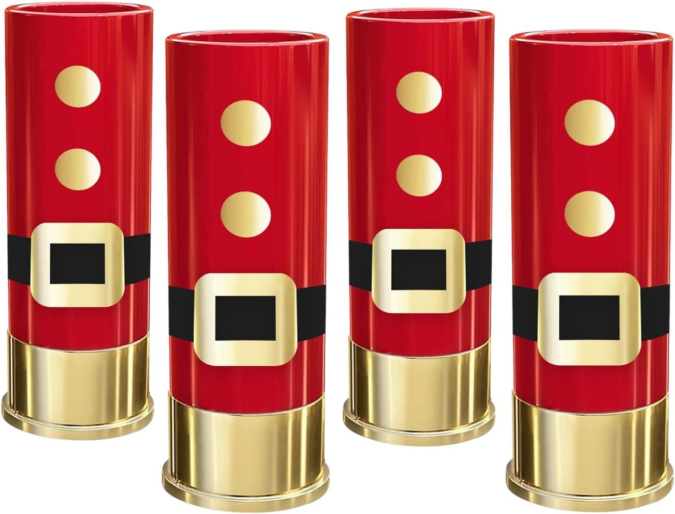 Reusable Holiday Shot Glasses - 4 Durable 1.5 oz Santa Glasses for Celebrations