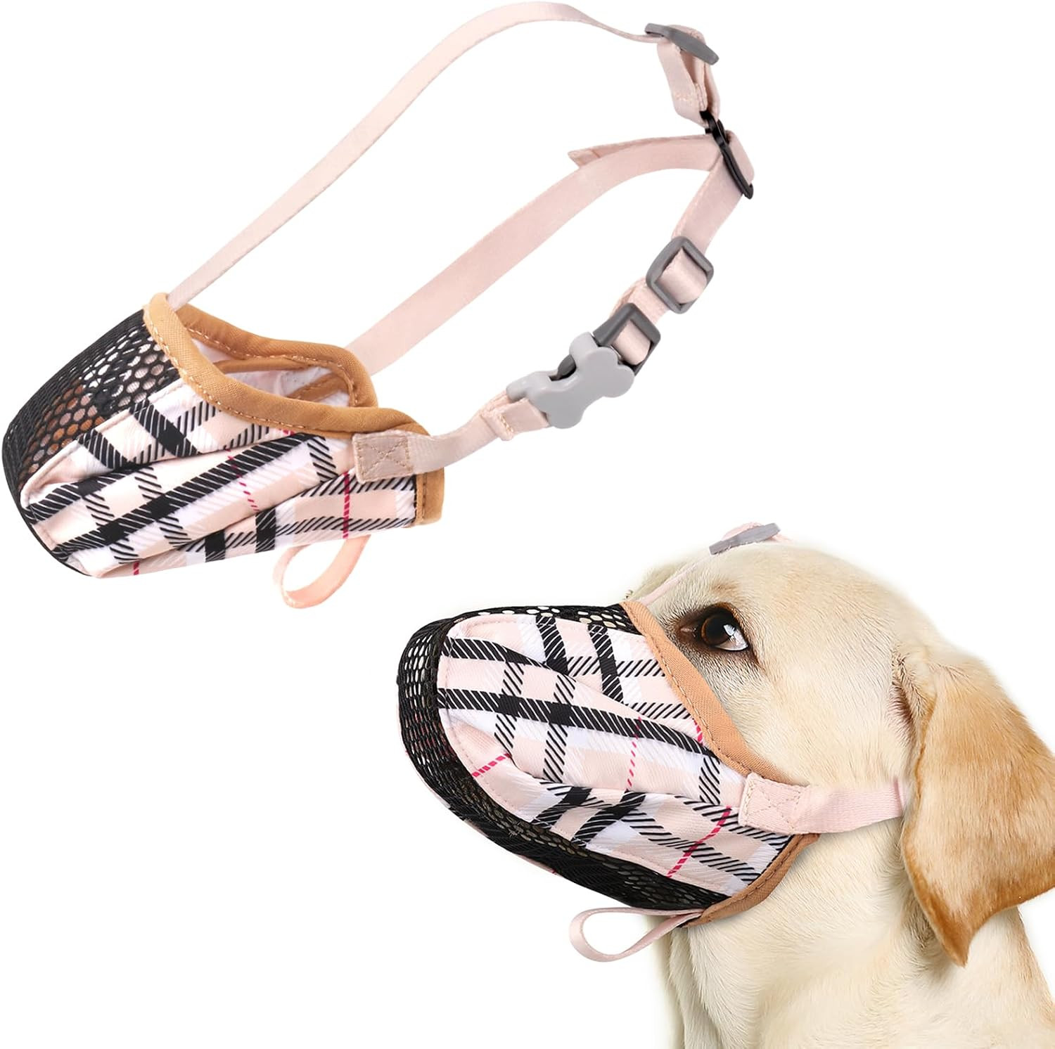 Dog Muzzle, Soft No Barking Adjustable Mesh Muzzles for Medium Sized Dogs Anti