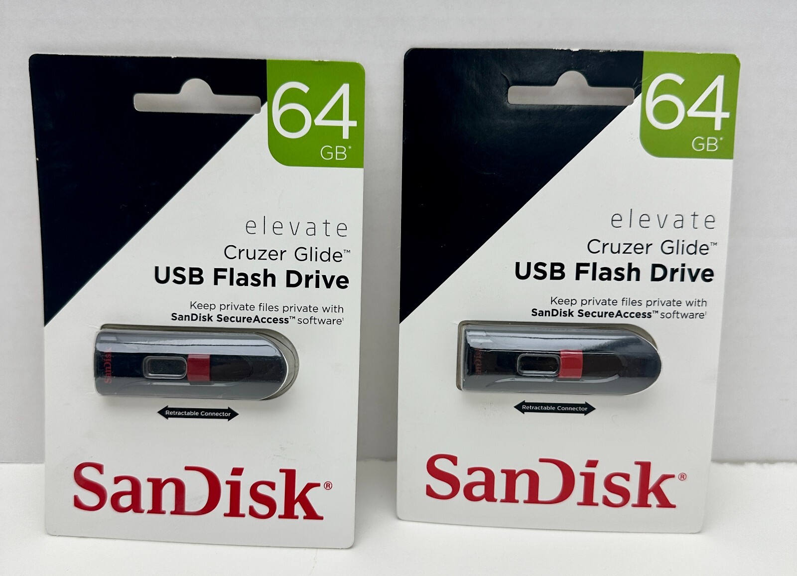 x2 SanDisk USB Flash Drive 64gb Cruzer Glide USB 2.0