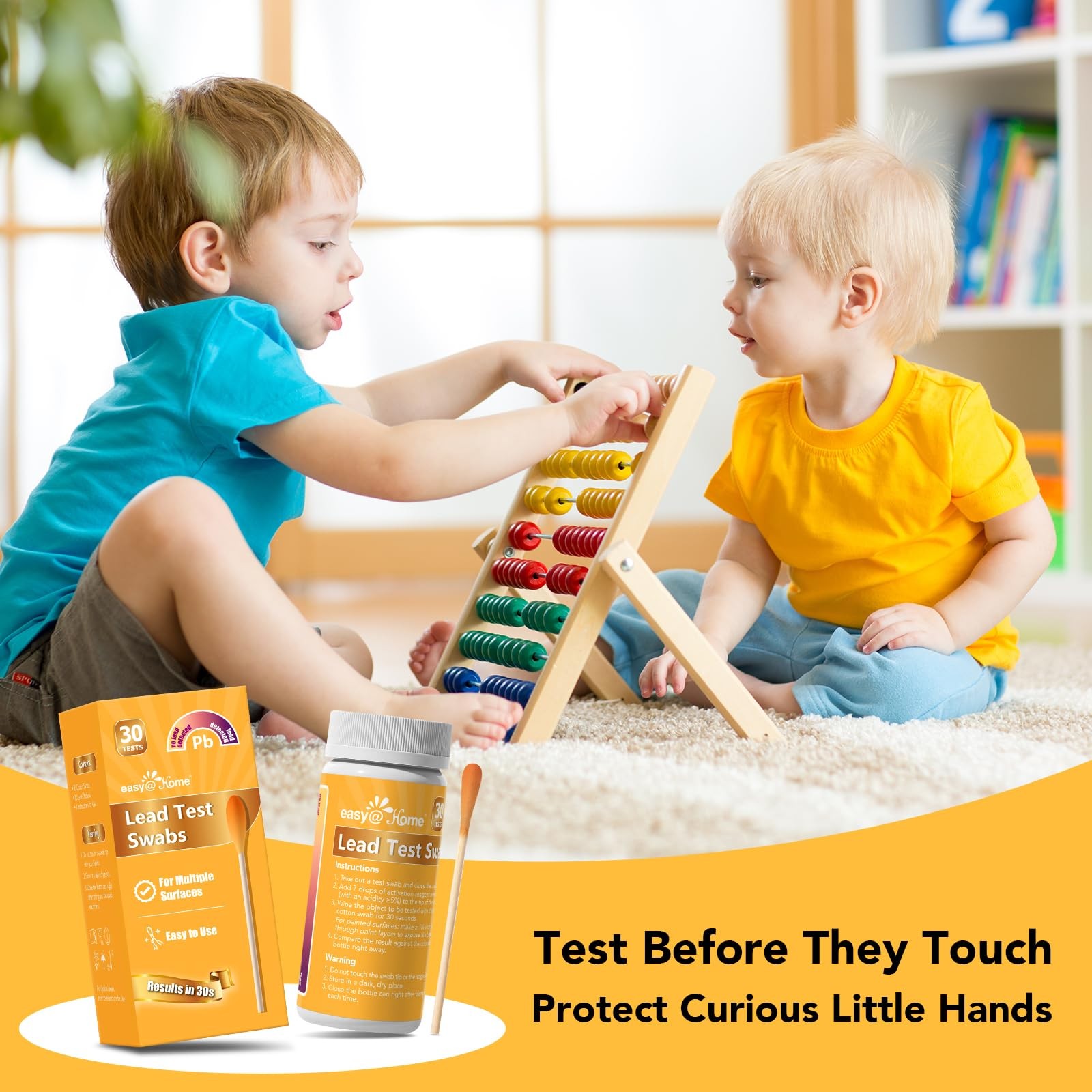 Easy@Home Lead Test Kit – 30 Rapid Testing Swabs with 30‑Second...