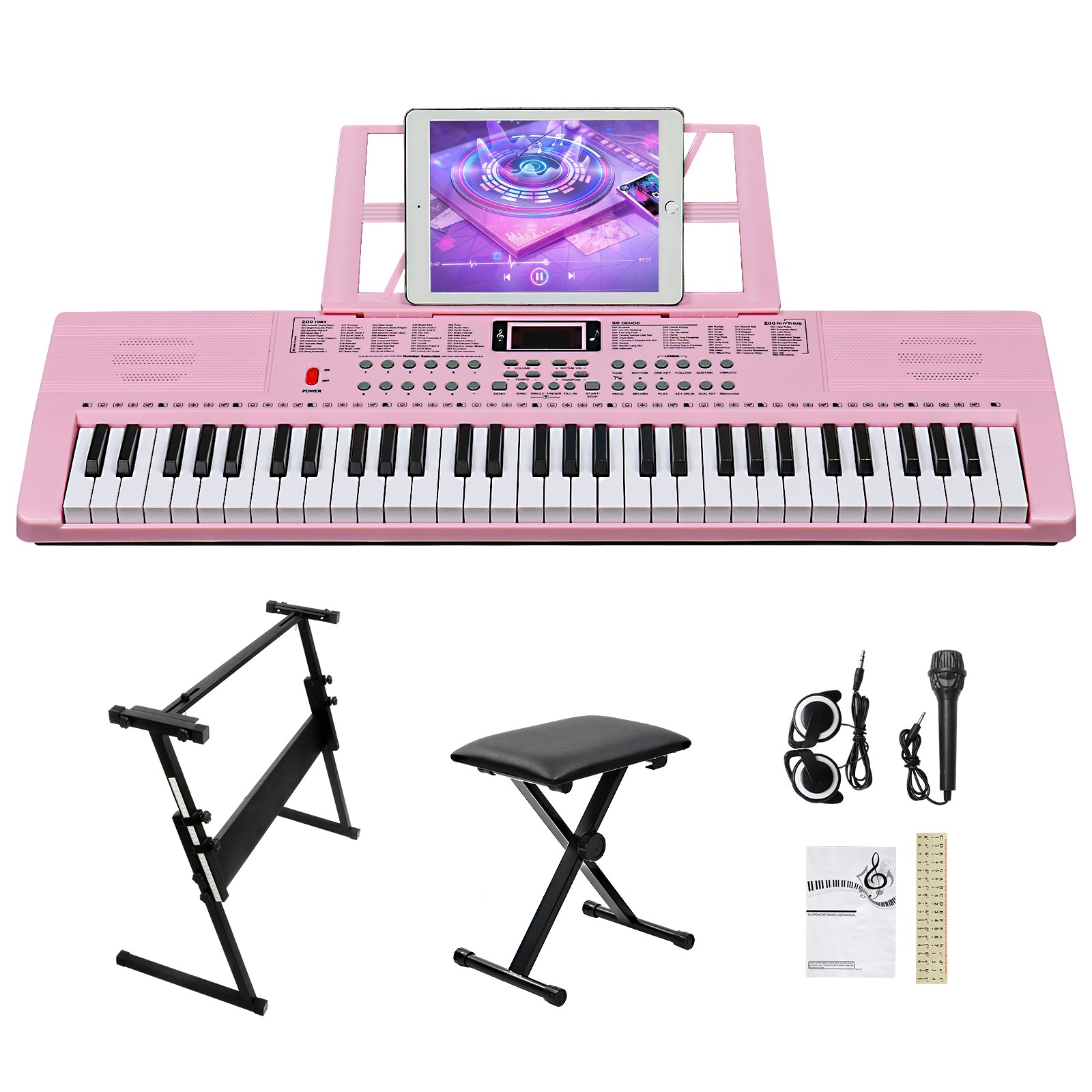 Ktaxon 61Key Electronic Keyboard Piano LCD Screen Headphone Microphone