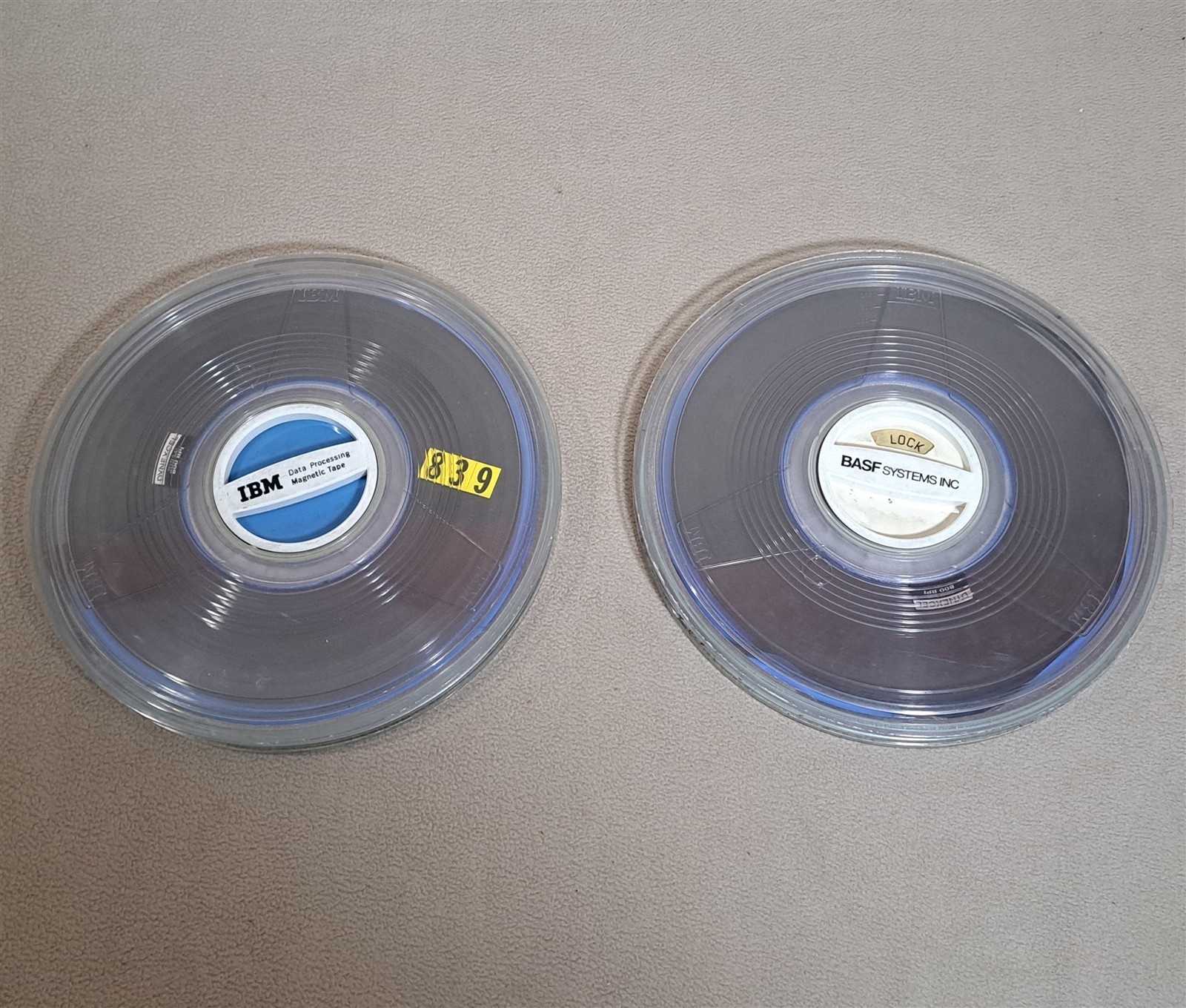 2 IBM 9-Track 10.5" Computer Data Magnetic Tape Reels [w/ Cases] j