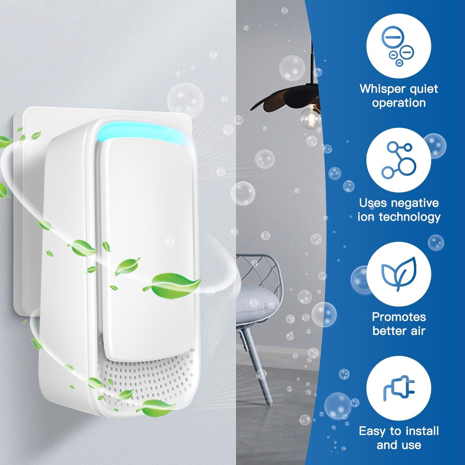 2-Pack Portable Air Ionizers with Quiet Operation