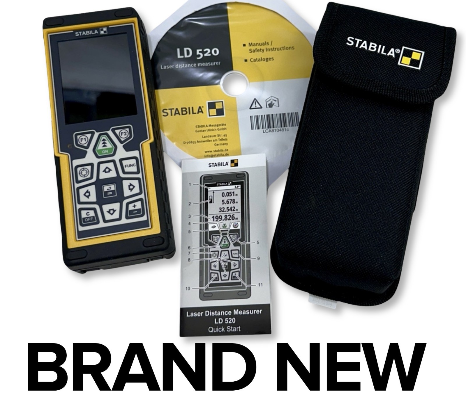 Stabila 06520 Laser Distance Measure 660ft Bluetooth Video Rangefinder LD520 NEW