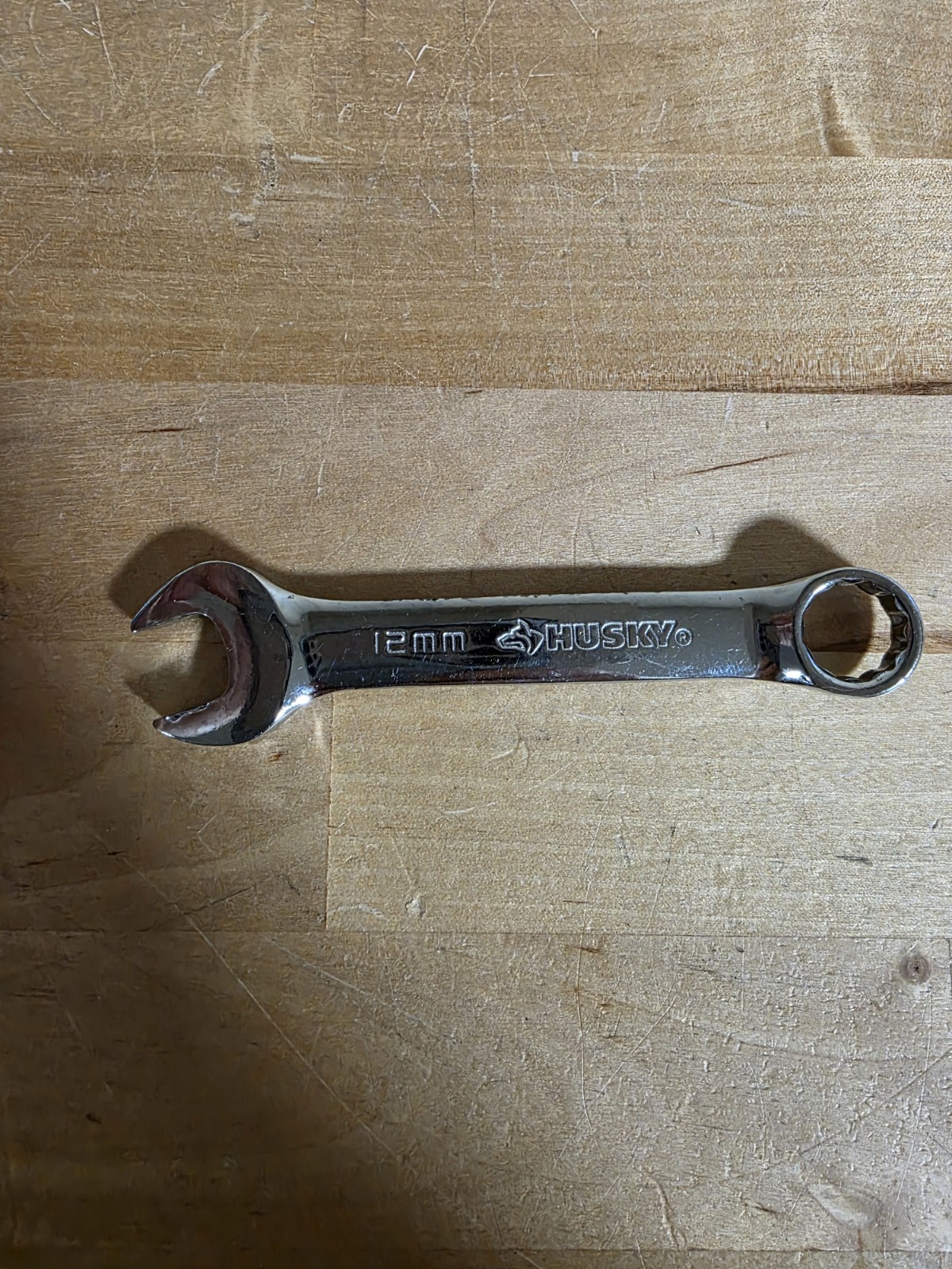 HUSKY 12mm 12pt STUBBY COMBINATION WRENCH POLISHED 65568 Used Mechanic