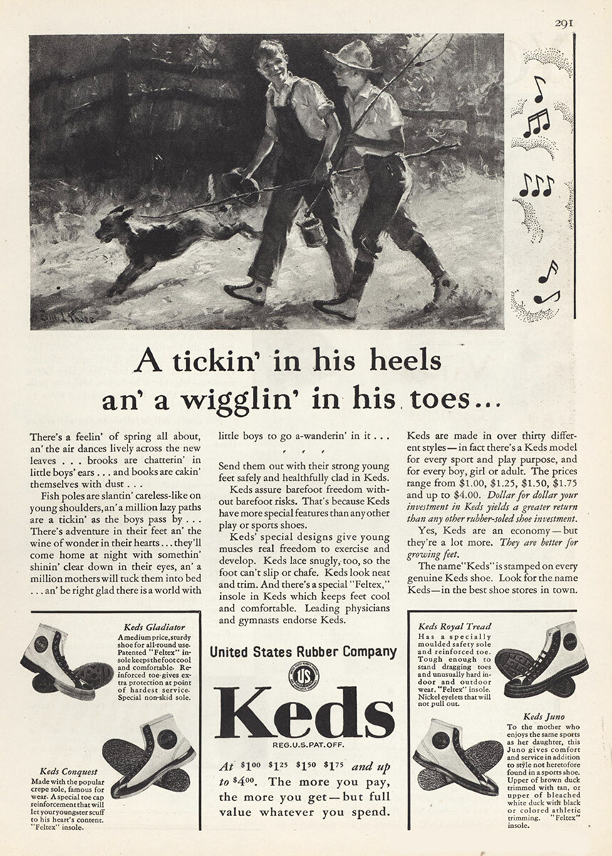 1929 Keds Shoes: Tickin In His Heels Wigglin In His Toes Vintage Print Ad
