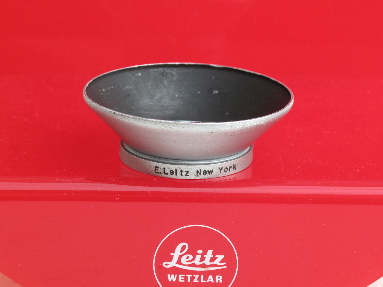 RARE Leica SOOHN chrome metal lens hood for 2,8cm 6.3 Hektor lens,  E. Leitz NY
