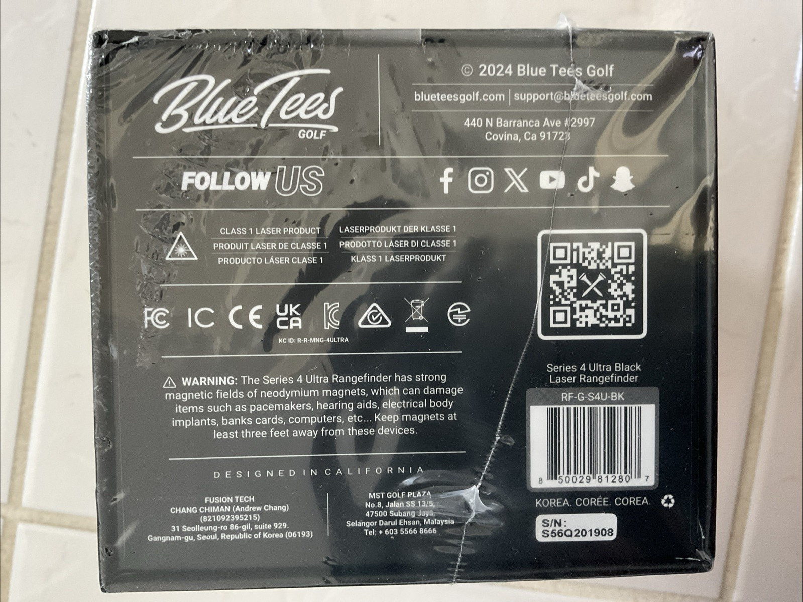 Blue Tees 2024 S4 ULTRA Slope Golf Laser Rangefinder HD Case & Battery Black.New