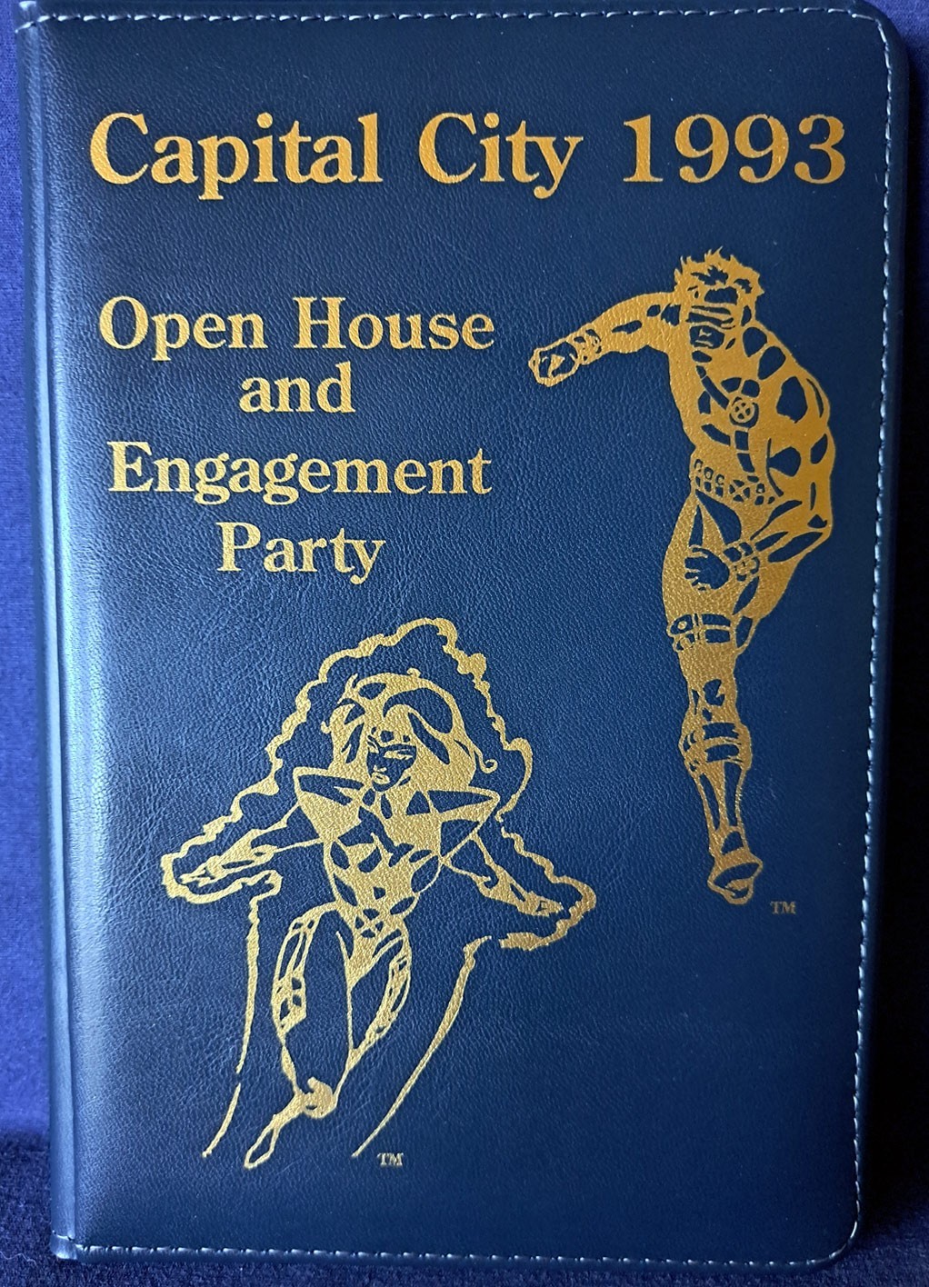 CAPITAL CITY 1993 OPEN HOUSE ENGAGEMENT PARTY X-MEN LEATHER NOTEPAD MARVEL PROMO