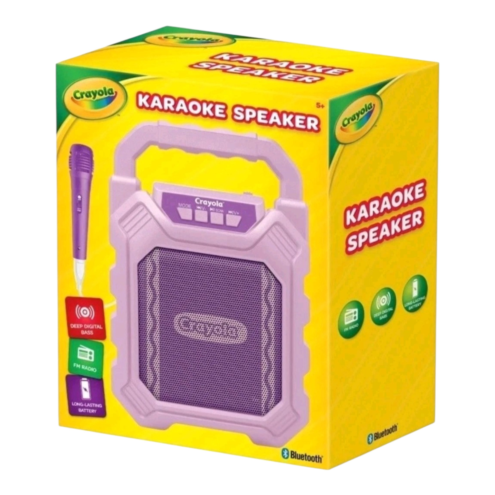 Crayola Kids Portable Karaoke Bluetooth Speaker w/Microphone Purpke Ages 5+