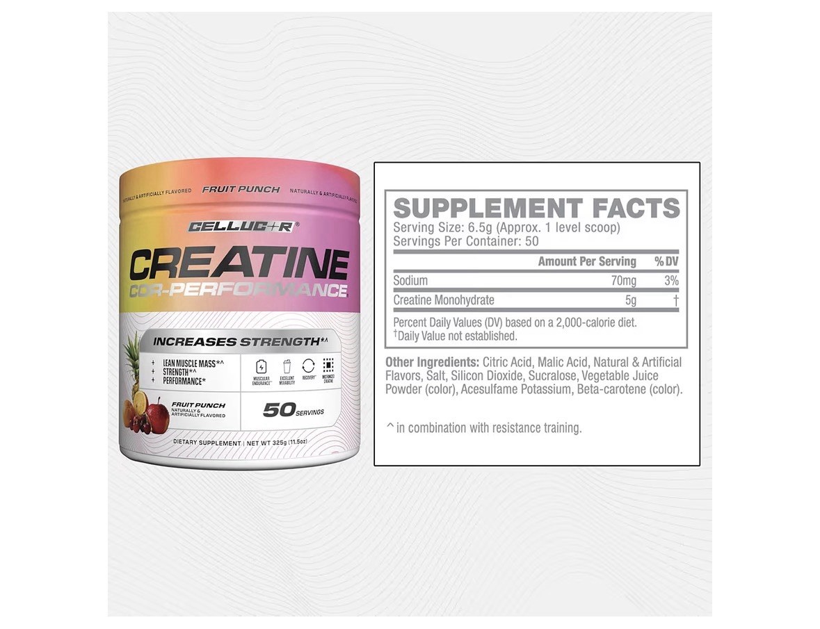 Cellucor Creatine Powder, Fruit Punch Flavor - Increases Strength, 5g, 50serving