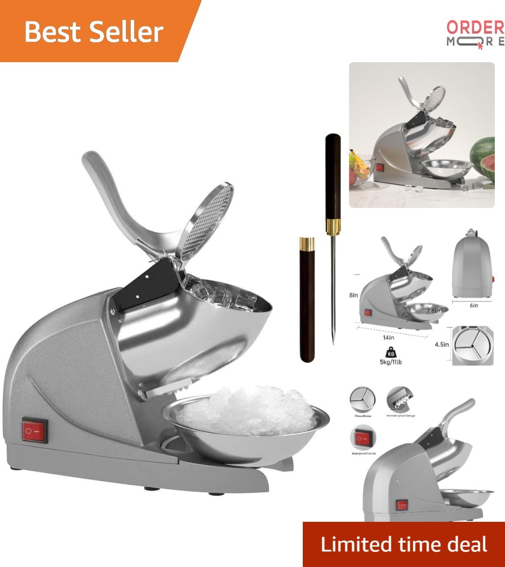 Ice Shaver Electric 380W Snow Cone Machine 3 Blades for Home & Commercial