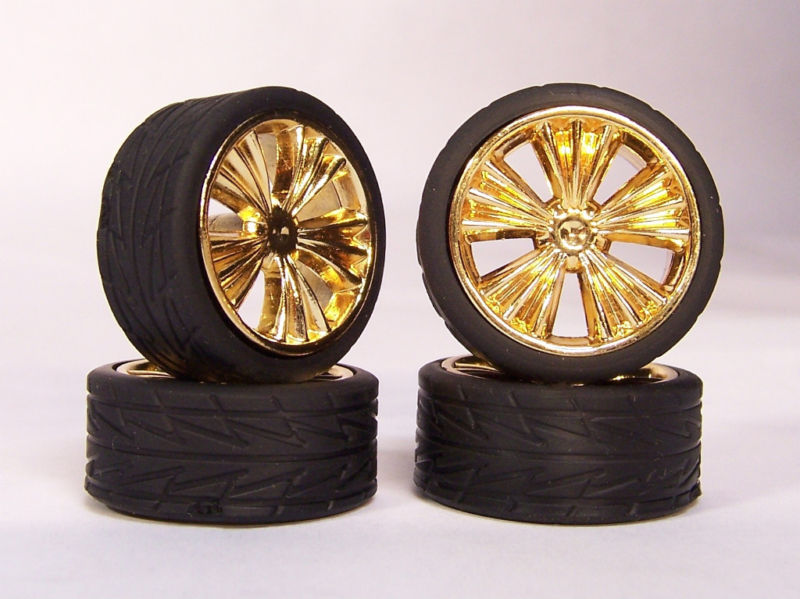 Hoppin Hydros 1/24 1/25 Slim 20's Gold Venetian Model Car Rims Wheels Tires