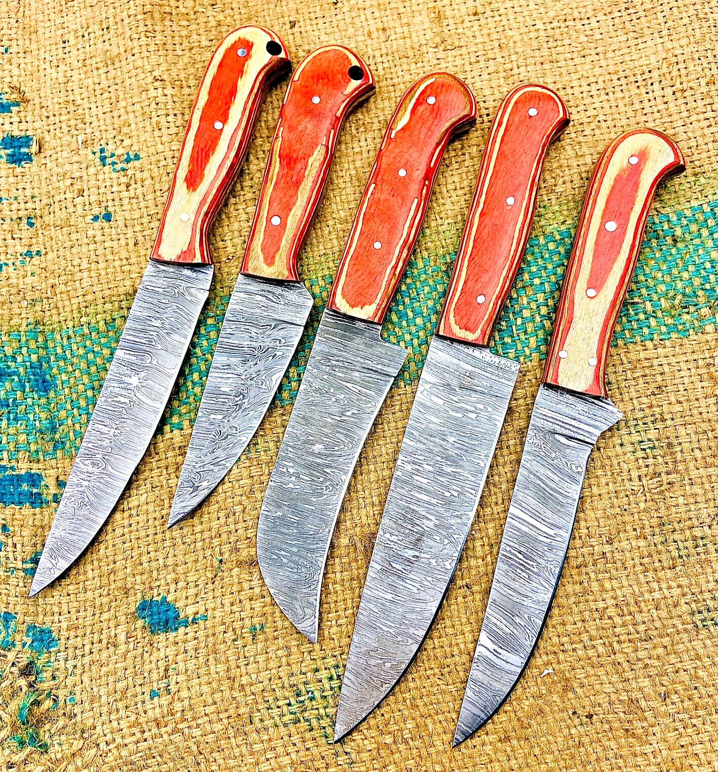 Custom Handmade CHEF KNIFE Set Kitchen Knives Cutlery Forged Damascus FI 510