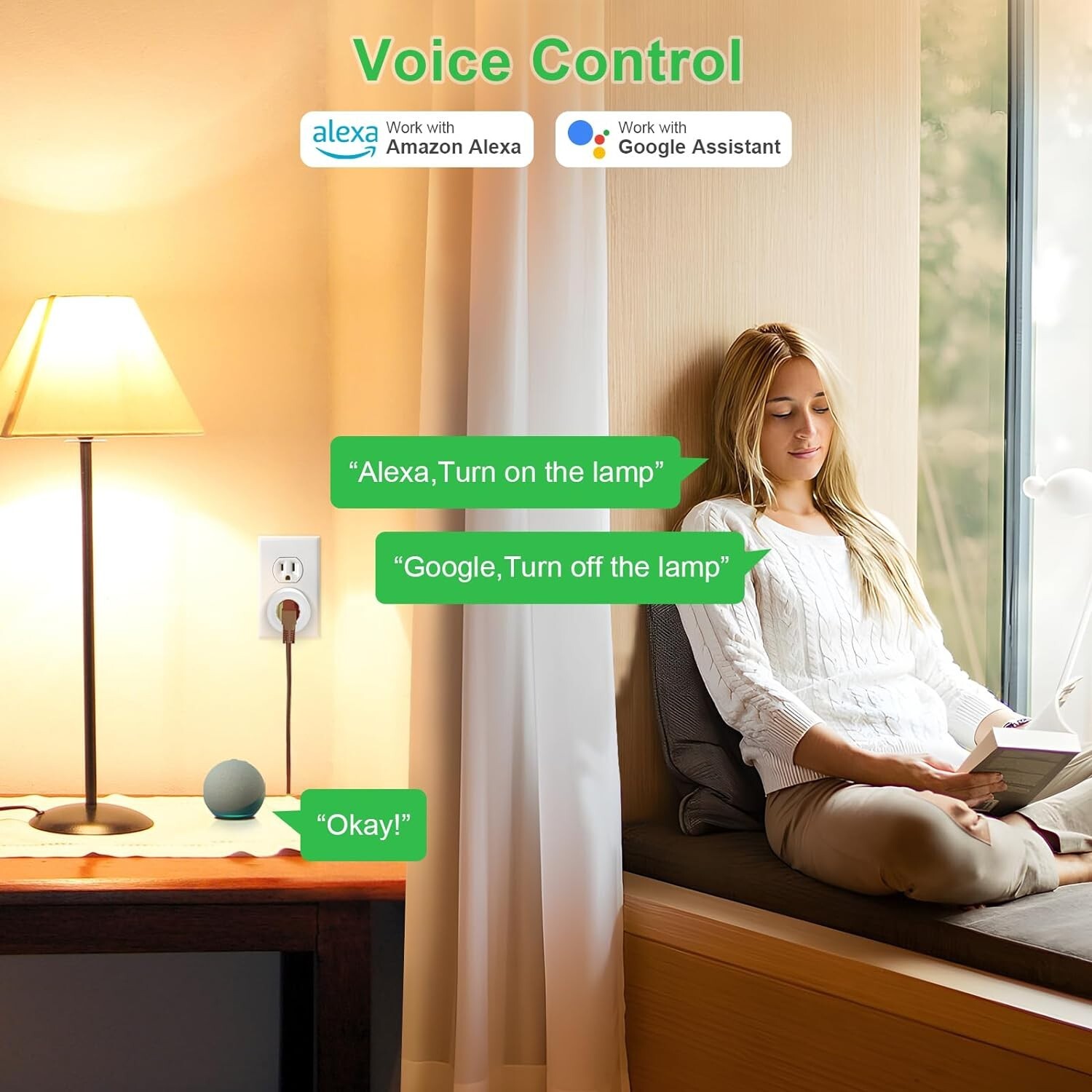 Smart WiFi Plug Work with Alexa&Google Assistant Remote Control&Voice Activation