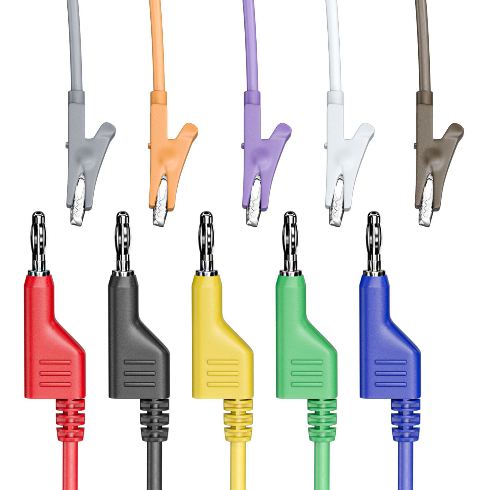Stackabe Banana Plug to Alligator Clips Test Leads 10 Colors Flexible Electrical
